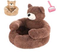 Cute Teddy Bear Dog Bed with Arms,Soft Plush Warm Non-Slip Cuddle Bear Pet Bed,Semi-Enclosed Cuddle Pet Sofa,Detachable Washable Indoor Cozy Pets Beds for Cat and Small Dogs (Coffee, M:46cm/18.1in)