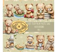 Cute Teddy Bear Pastel Sage Background Vol.1: 20 Sheets Double Sided, 8,5" x 8,5", Craft Paper Pad For Scrapbooking, PastelTeddy Bear Collection ... Supplies & Collage Art Craft Paper Project