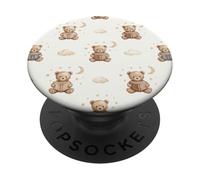 Cute Teddy Bear Pattern Book Lover Librarian Bookish PopSockets PopGrip Adhesivo