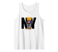Cute Teddy Bear USA Flag, New York Style Bear Illustration Camiseta sin Mangas