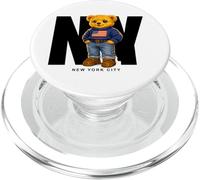 Cute Teddy Bear USA Flag, New York Style Bear Illustration PopSockets PopGrip para MagSafe