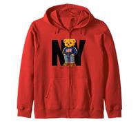 Cute Teddy Bear USA Flag, New York Style Bear Illustration Sudadera con Capucha