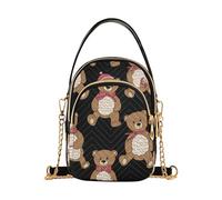 Cute Teddy Bears - Bolso cruzado para teléfono celular, color negro