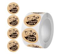 Cute Thanks - Appreciation Labels for Gifting | 500 Piece Funny Cat Decal Set with Bright Colors & Adhesive Backing for Restaurant Packaging, Classroom Activities and Office Supplies