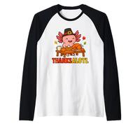 Cute Thanksalotl Axolotl Thanksgiving Day Pumpkin Autumn Camiseta Manga Raglan