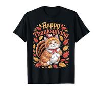 Cute Thanksgiving Cat Turkey Funny Autumn Animal Camiseta