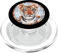 Cute Tiger For Winter Lover Women with Baby Tiger Snowflake PopSockets PopGrip para MagSafe