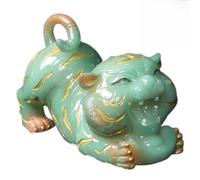 Cute Tiger Statue, Color Changing Tiger Tea Pet Resin Statue, Hot Water Activated Feng Shui Ornament for Home Office Desk, Tea Lover'S Gift (Green)