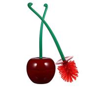 Cute Toilet Brush Cherry with Holder Bowl&Anti Slip Long Handle, Thick Bristle Cherry Shape Toilet Brush, Toilet Cleaner Brush for Home Bathroom Cleaning and Storage (Color : Wine Red)