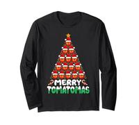 Cute Tomato Christmas Shirt Merry Tomatomas Christmas Tree Manga Larga