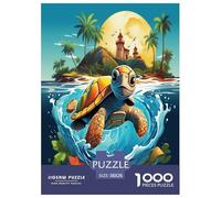 Cute Tortuga Tropical Beach Puzzle Imposible,desafío for Adults Entretenimiento Creativo 1000 Piezas Obra De Arte De Juego De para Adultos Y Niños A Partir De 12 Años 38x26cm/1000pcs