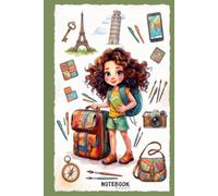 Cute Traveler Girl Lined Notebook: Sage Green 6x9 Inches 120 Pages Journal for Girls, Teens & Kids, Travel Journal, Aesthetic School Supplies & Journaling Gift