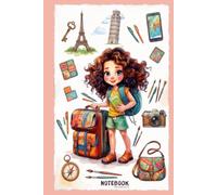 Cute Traveler Girl Unlined Notebook: Coral Pink 6x9 Inches 120 Pages Journal for Girls, Teens & Kids, Travel Journal, Aesthetic School Supplies & Journaling Gift.
