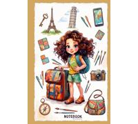 Cute Traveler Girl Unlined Notebook: Mustard Yellow 6x9 Inches 120 Pages Journal for Girls, Teens & Kids, Travel Journal, Aesthetic School Supplies & Journaling Gift