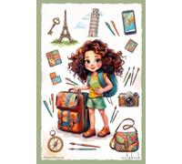 Cute Traveler Girl Unlined Notebook: Sage Green 6x9 Inches 120 Pages Journal for Girls, Teens & Kids, Travel Journal, Aesthetic School Supplies & Journaling Gift
