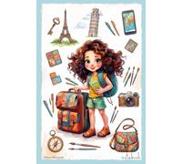 Cute Traveler Girl Unlined Notebook: Sky Blue 6x9 Inches 120 Pages Journal for Girls, Teens & Kids, Travel Journal, Aesthetic School Supplies & Journaling Gift.