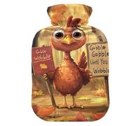 Cute Turkey with Big Eyes - Botellas de agua caliente con cubierta suave, calentador de pies, bolsa de agua caliente para aliviar el dolor de cuello y hombros, 2 litros