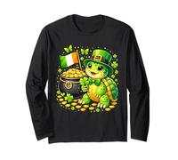 Cute Turtle Leprechaun St Patricks Day Boys Girls Shamrock Manga Larga