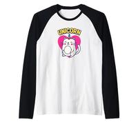 Cute Unicorn Cat Design for Fantasy Loving Feline Fans Camiseta Manga Raglan