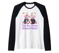Cute Unicorn Gnomes For Women We All Have African Roots Camiseta Manga Raglan