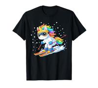 Cute Unicorn on Ski Funny Ski and Winter Sports Men Women Camiseta