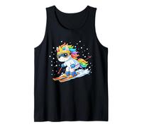 Cute Unicorn on Ski Funny Ski and Winter Sports Men Women Camiseta sin Mangas