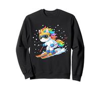 Cute Unicorn on Ski Funny Ski and Winter Sports Men Women Sudadera