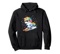 Cute Unicorn on Ski Funny Ski and Winter Sports Men Women Sudadera con Capucha