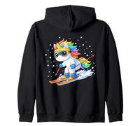 Cute Unicorn on Ski Funny Ski and Winter Sports Men Women Sudadera con Capucha