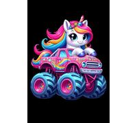 Cute Unicorn Riding Pink Monster Truck Notebook: Fun Rainbow Girls Journal | 100 Blank Lined Pages | 6" x 9"