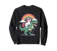 Cute Unicorn Riding T Rex Dinosaur Rainbow Clouds Sudadera