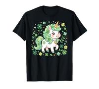 Cute Unicorn Shamrock St Patricks Day Girls Kids Lepricorn Camiseta