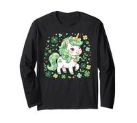 Cute Unicorn Shamrock St Patricks Day Girls Kids Lepricorn Manga Larga