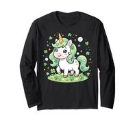 Cute Unicorn Shamrock St Patricks Day Girls Kids Lepricorn Manga Larga