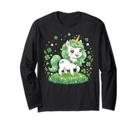 Cute Unicorn Shamrock St Patricks Day Girls Kids Lepricorn Manga Larga