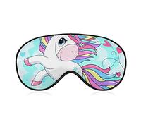 Cute Unicorn with Rainbow Hair Sleep Mask Blindfold Animal Horse Ajustable Super-Smooth Soft Eye Mask Cover para Hombres Mujeres Viajes y siesta
