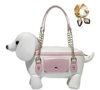 Cute Unique Dog Shaped Handbag, Novelty Puppy Purse Crossbody for Women, Funny Fashion Casual Animal Print Shoulder Bag
