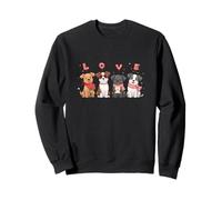 Cute Valentine Dogs Love Illustration, Puppy Heart Balloons Sudadera