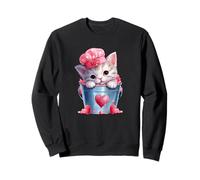 Cute Valentines Cat Mom Graphic For Girls Who Loves Cats Sudadera