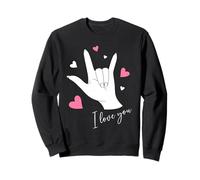 Cute Valentines Day Hearts I Love You Hand Sign Language ASL Sudadera