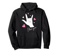 Cute Valentines Day Hearts I Love You Hand Sign Language ASL Sudadera con Capucha