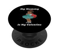 Cute Valentine's Day My Mommy Is My Valentine Black Girl PopSockets PopGrip Adhesivo