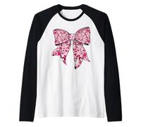 Cute Valentine's Day Pink Heart's Day Girl Coquette Bow Camiseta Manga Raglan