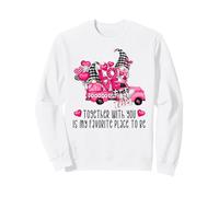 Cute Valentines Truck and Love Gnomes with Heart Balloon Sudadera