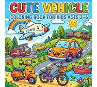Cute Vehicle Coloring Book for Kids Ages 3-6: Fun Smiling Transportation Designs with Bold Thick Lines | Easy Airplane, Scooter, Bicycle & More ... & Preschoolers (The Drift & Drag Workshop)