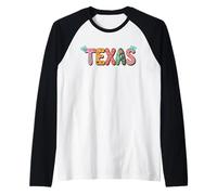 Cute Vintage Boho Texas State Floral Bubble Women and Girls Camiseta Manga Raglan