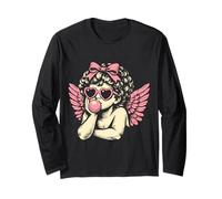 Cute Vintage Cupid Blowing Bubble Gum Manga Larga