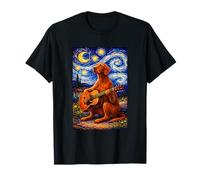 Cute Vizsla Playing Guitar Whimsical Art Dog Music Camping Camiseta