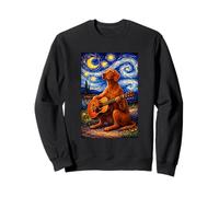 Cute Vizsla Playing Guitar Whimsical Art Dog Music Camping Sudadera