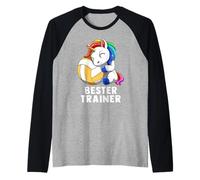 Cute Volleyball Unicorn Bester Trainer Coach Camiseta Manga Raglan